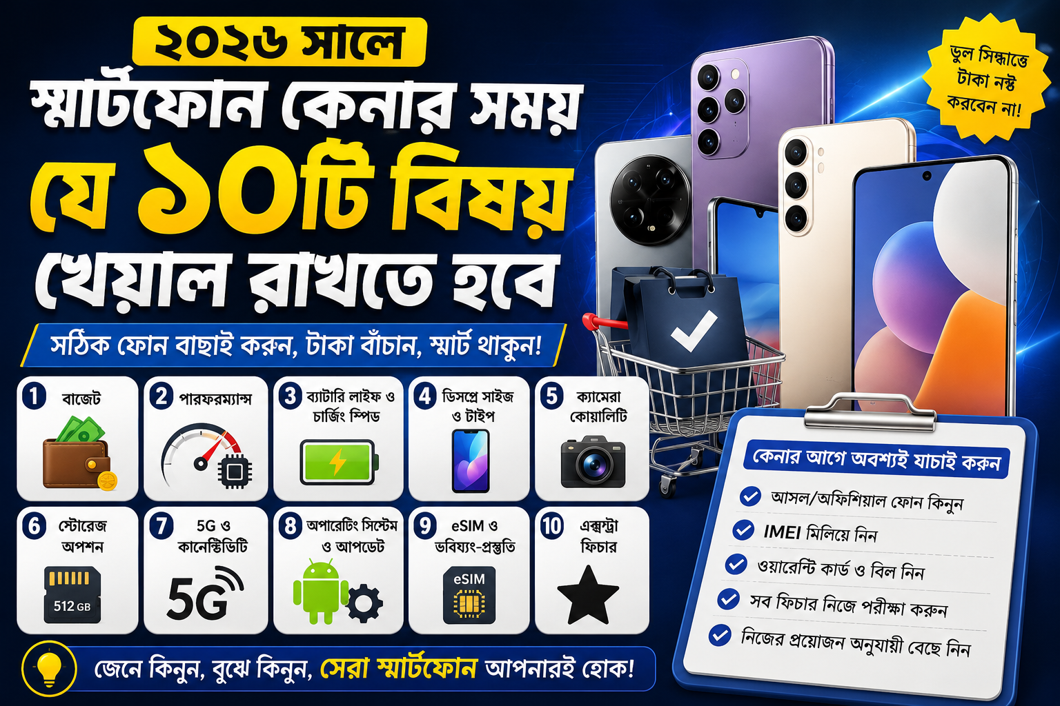 ২০২৬ সালে স্মার্টফোন কেনার সময় যে ১০টি বিষয় খেয়াল রাখতে হবে